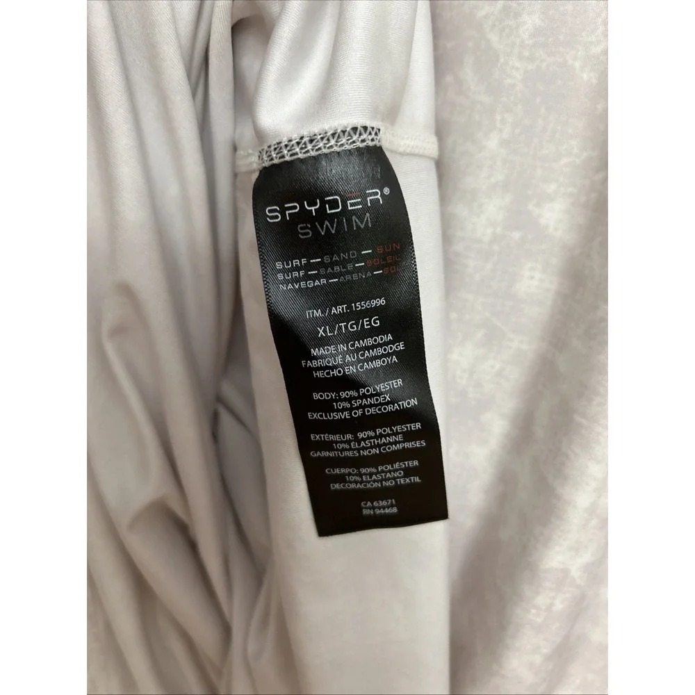 Spyder Swim Rash Guard Surf Shirt Men's Sz XL Gray L/S UPF 50+ Logo Spell Out